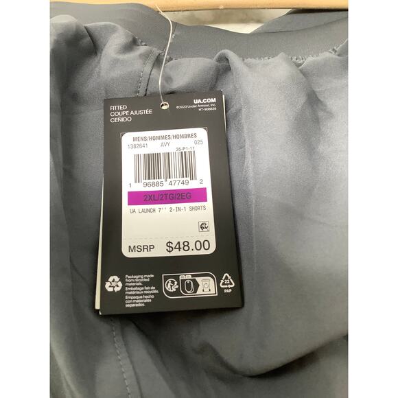 Under Armour Men's 2XL Black Launch 7" 2 in 1 Shorts Running Gym Workout G4-7 - Picture 6 of 11